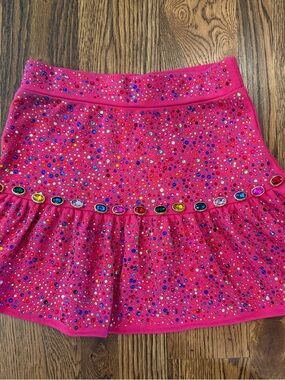 QUEEN OF SPARKLES Pink Sparkly Skirt, SMALL